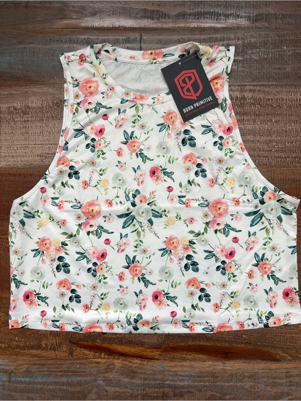Born Primitive Women's White Floral Crop Tank Top Size XL